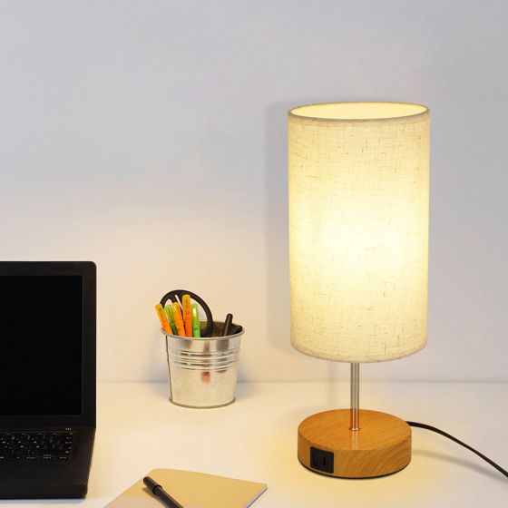 NETTLIFE Dæmpbar, Touch Bordlampe, E27, Moderne, Stofskærm, med USB-opladningsfunktion