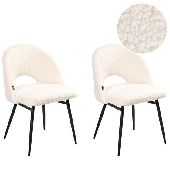 Sæt med 2 spisebordsstole ONAGA Boucle Hvid