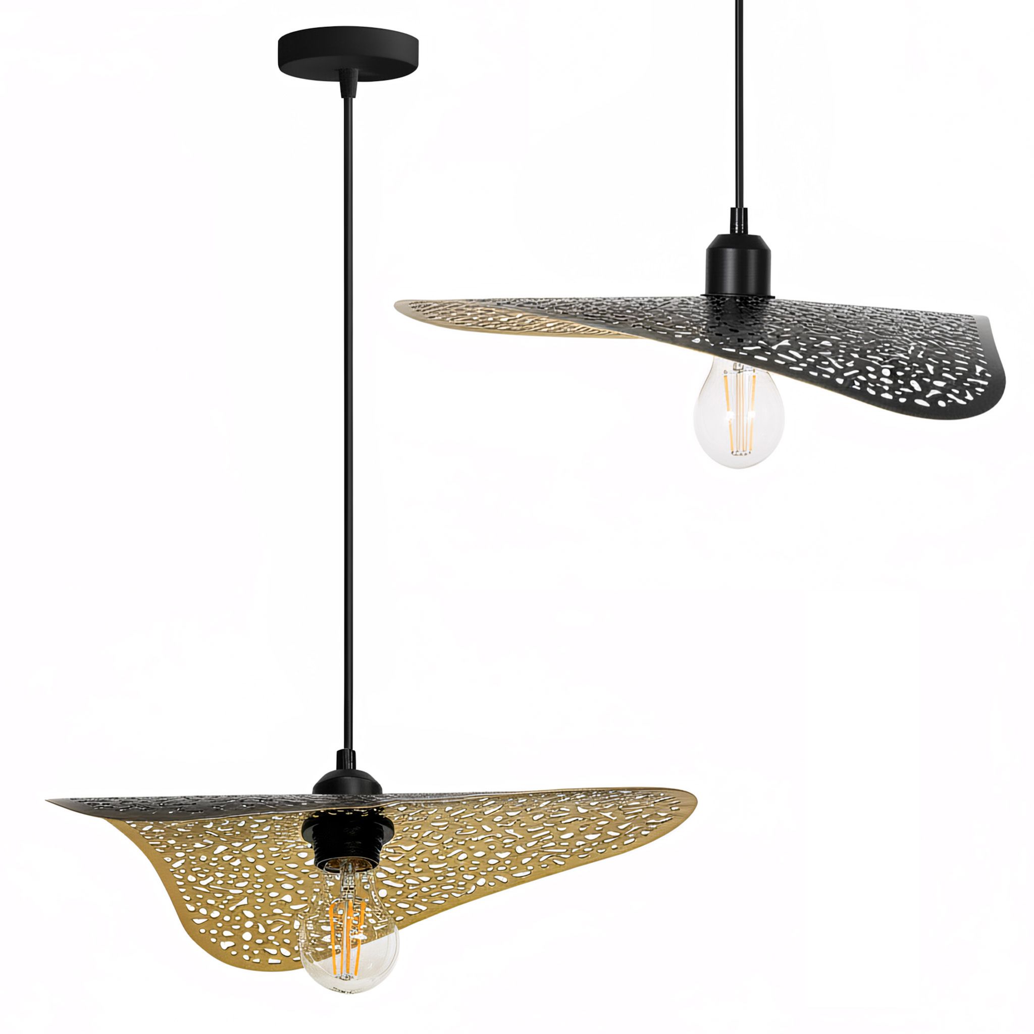 TOOLIGHT hængende loftlampe APP1468-1CP Sort/Børstet guld 33x36x5cm
