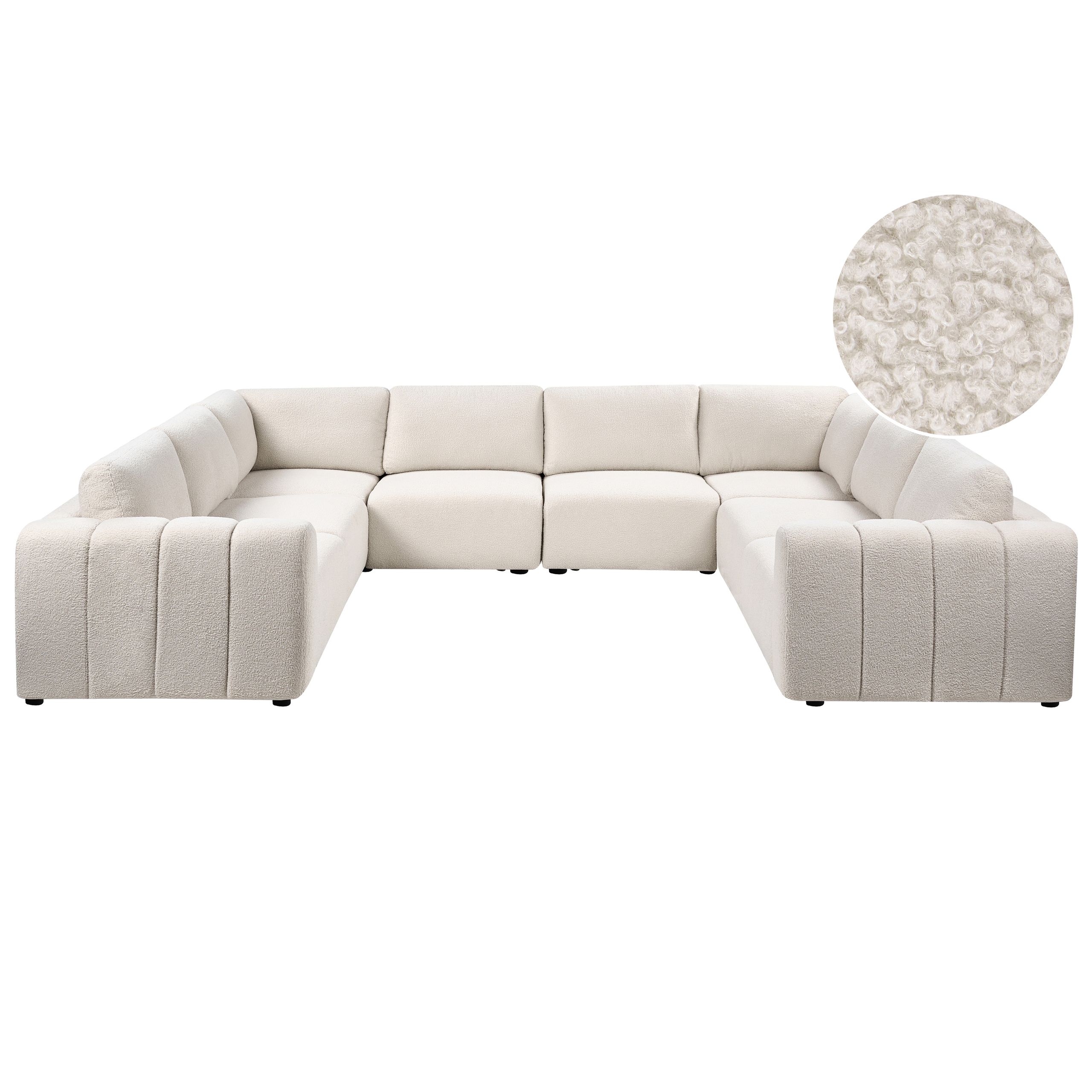 U-formet modulsofa 8 personers KIVVIK Boucle Cremehvid