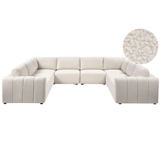 U-formet modulsofa 8 personers KIVVIK Boucle Cremehvid