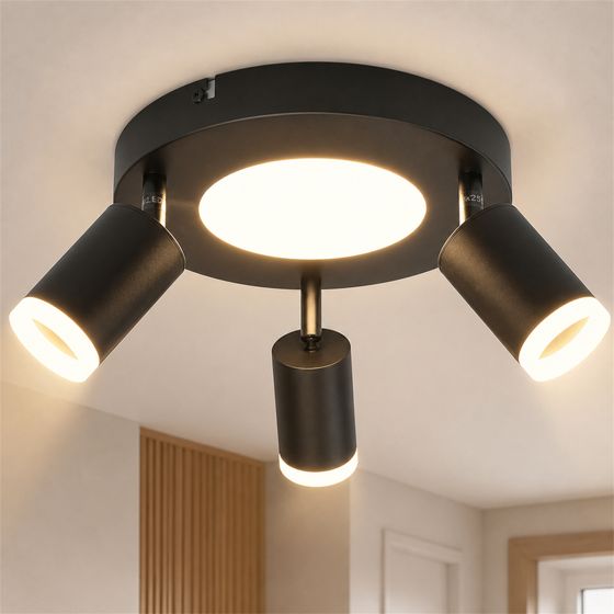 NETTLIFE Loftspotlight med 3 pærer GU10 20W til soveværelse 3000k sort køkkenlampe justerbar 350 justerbar metal