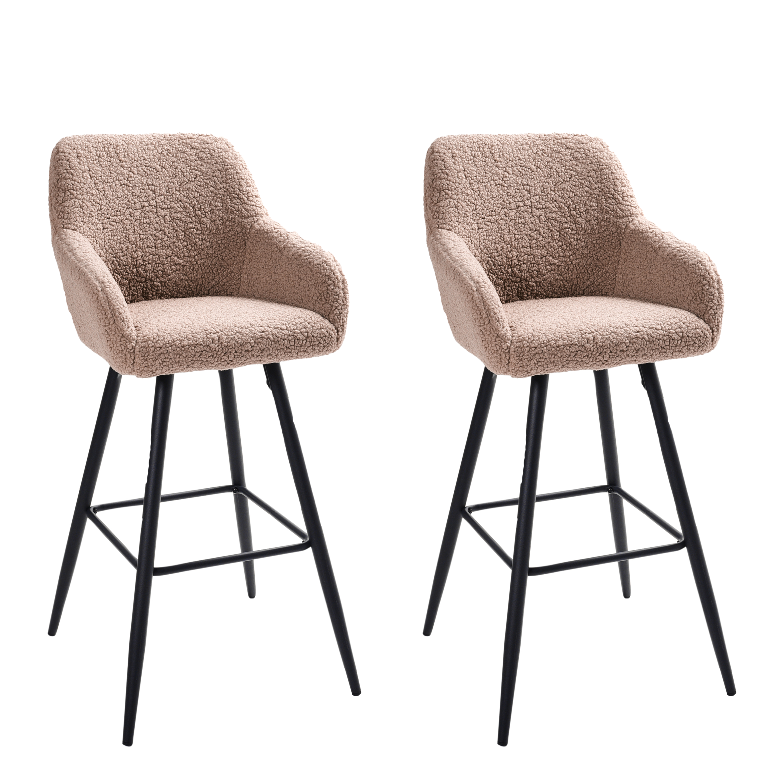 Sæt med 2 barstole CASMALIA Boucle Brungrå