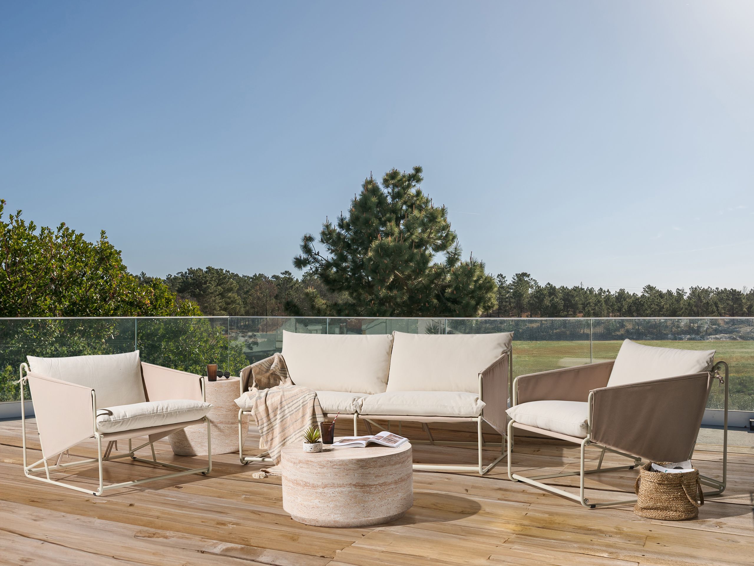 havesofasæt 4 personers PONTE Metal Lys Beige