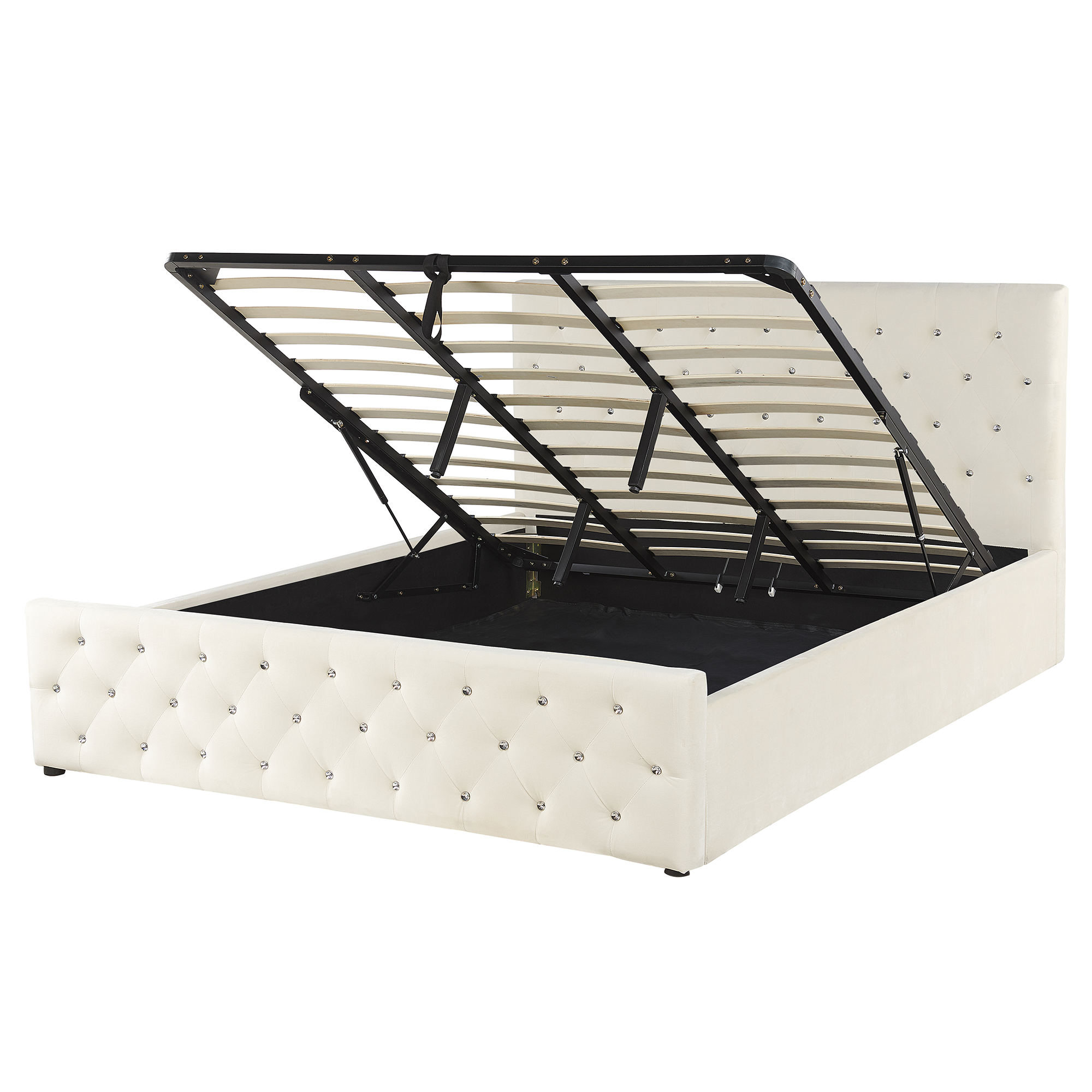 Seng med opbevaring AMIENS Velour Lys Beige 180 x 200 cm