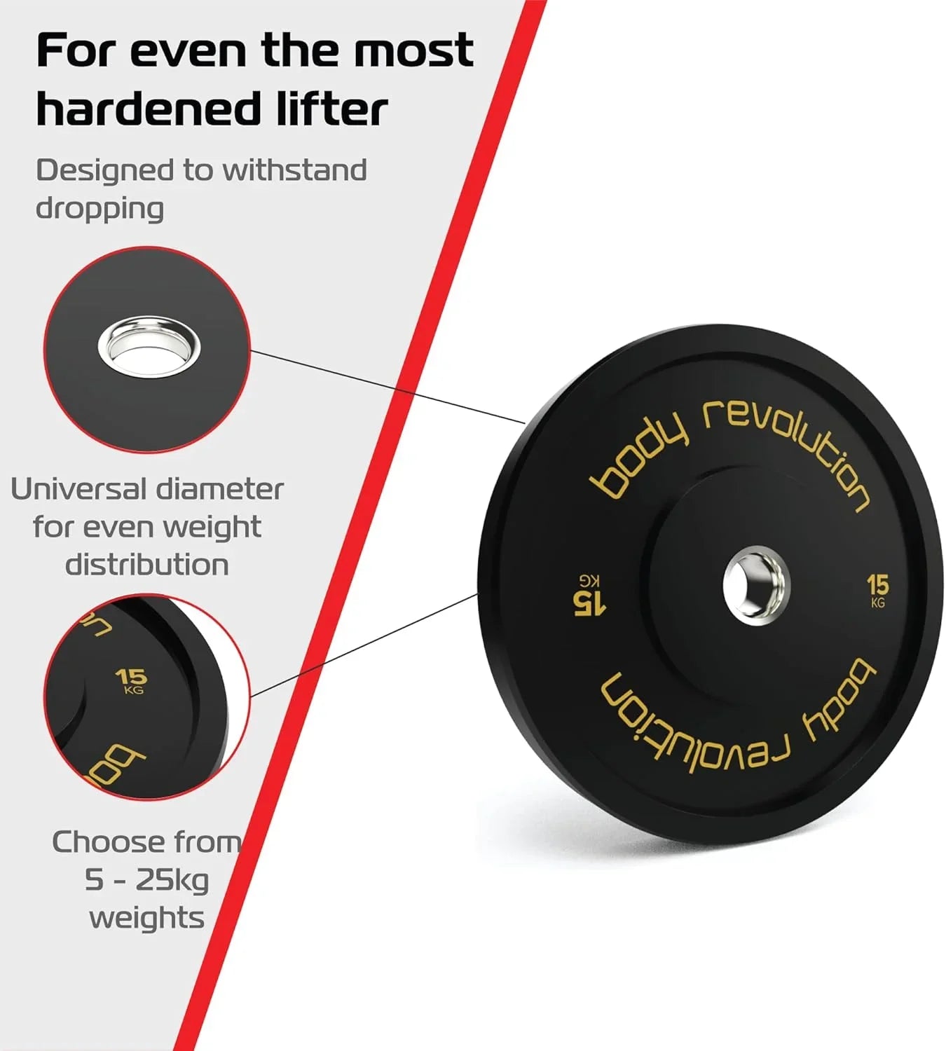 Body Revolution olympisk vægtskive, sort, 15 kg, par