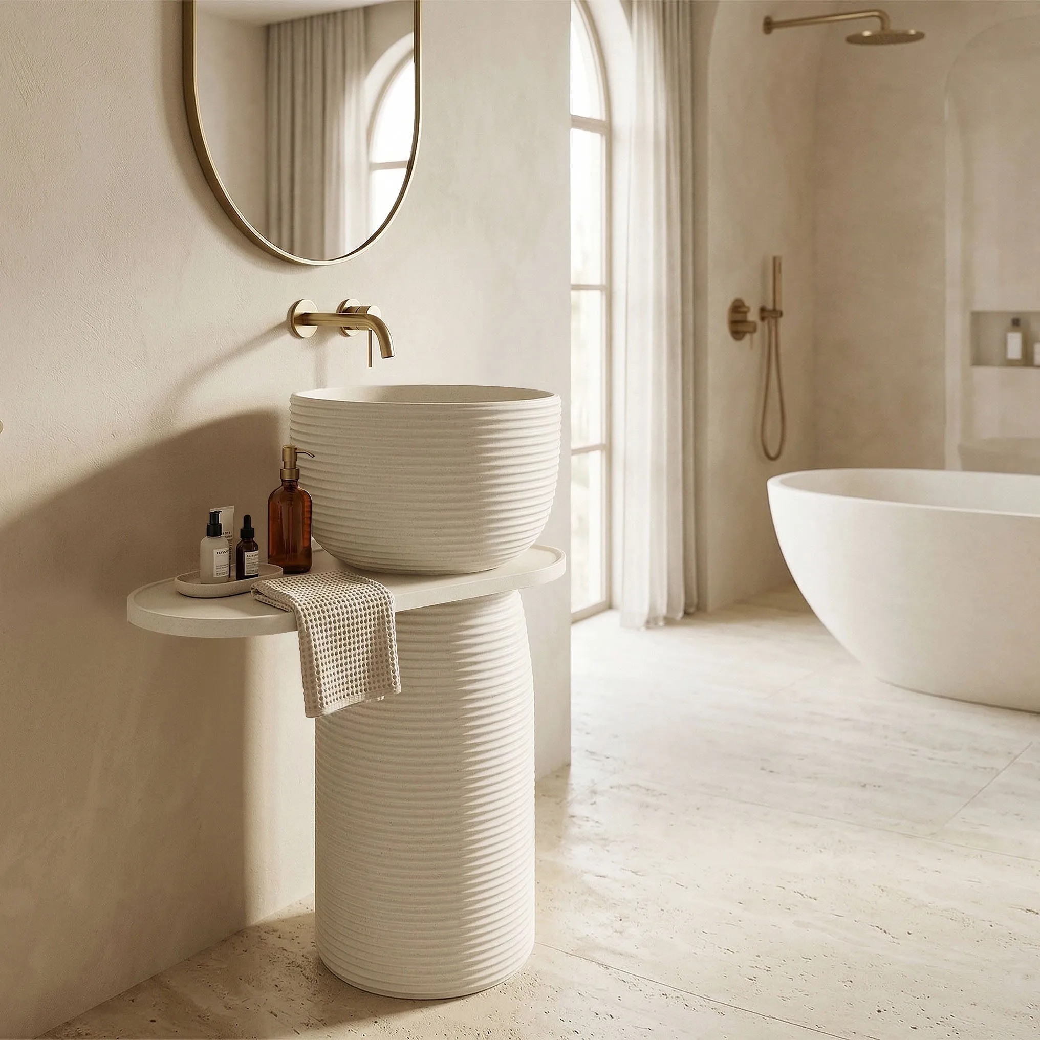 REA fritstående håndvask Azalia Beige, 65,5x39,5x86cm
