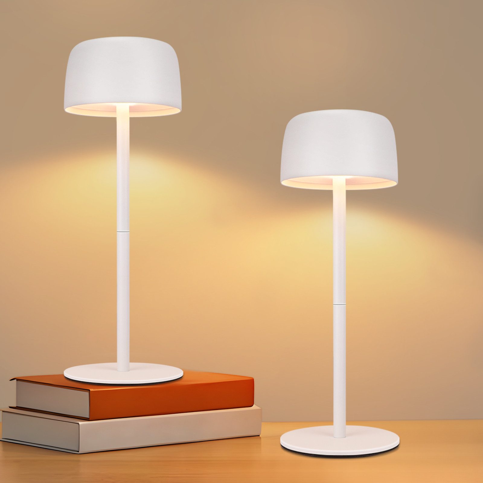 NETTLIFE Trådløs LED-bordlampe, trinløs dæmpning af natlampe med batteri