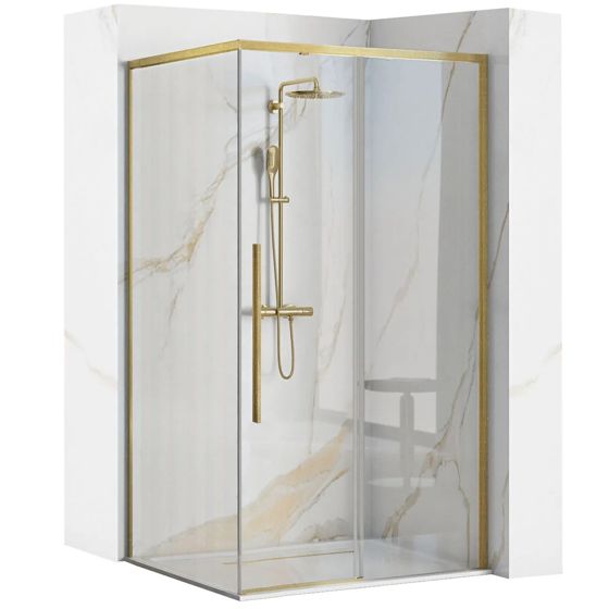 REA brusekabine SOLAR 90X90 Børstet guld, 90x88,5x195cm