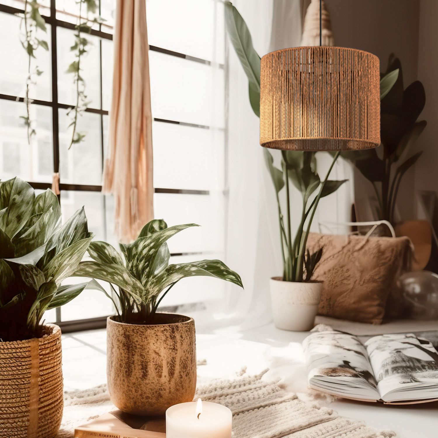 TOOLIGHT hængende loftlampe APP1325-1CP BOHO 40CM Brun 40x40x22cm