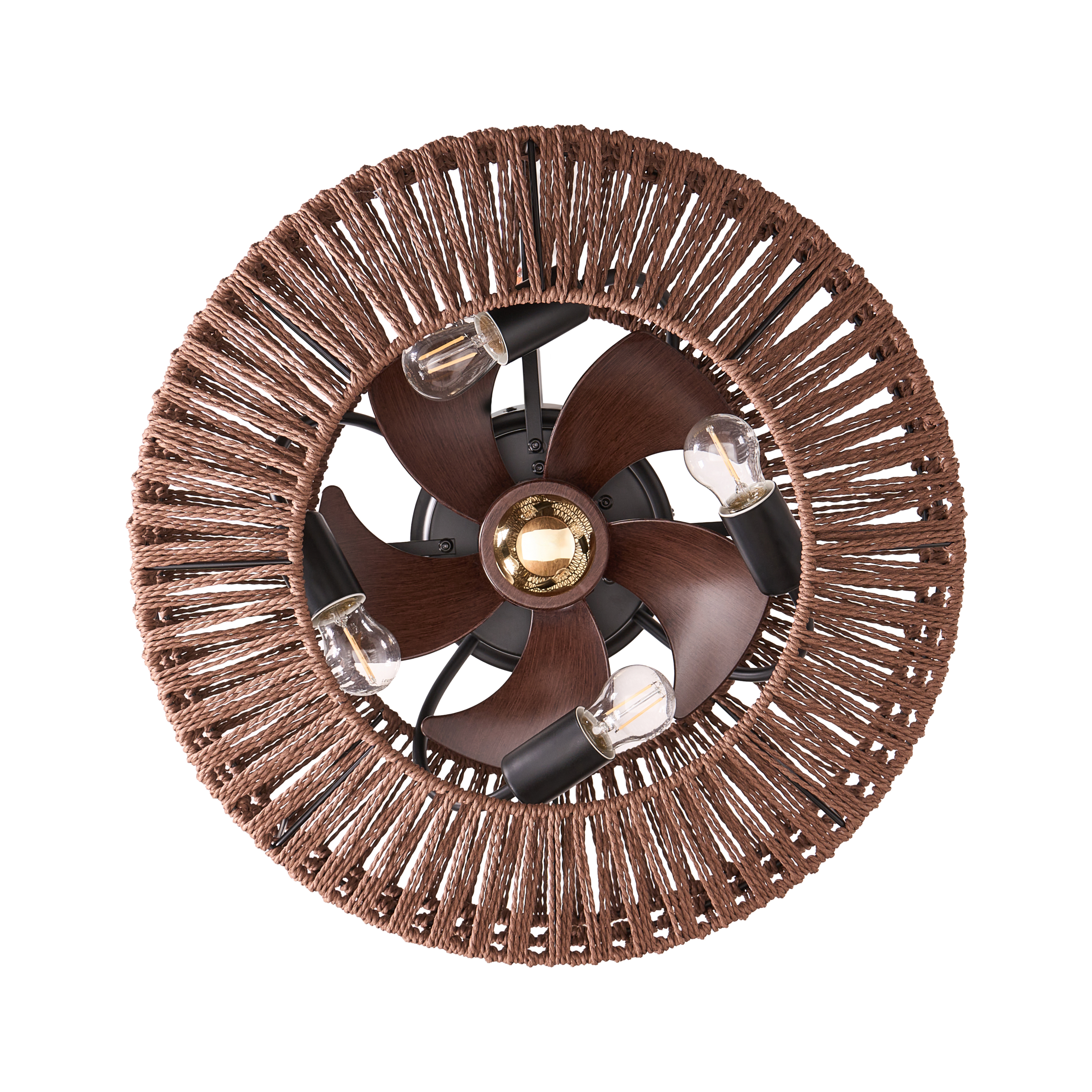 Ventilator med lys ESTERO Med fjernbetjening Brun