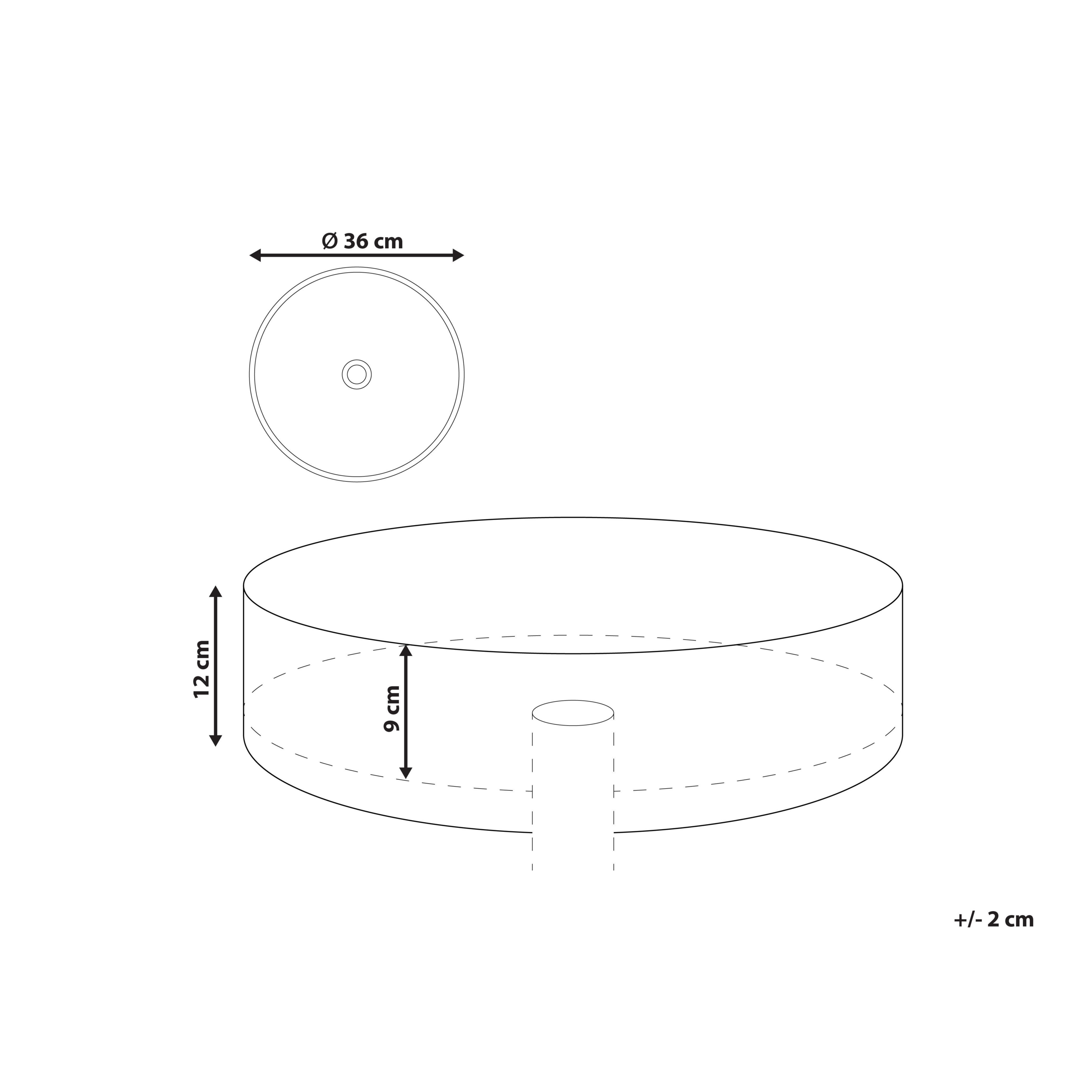 Vask til bordplade CALIG ⌀ 36 cm Keramik Sort