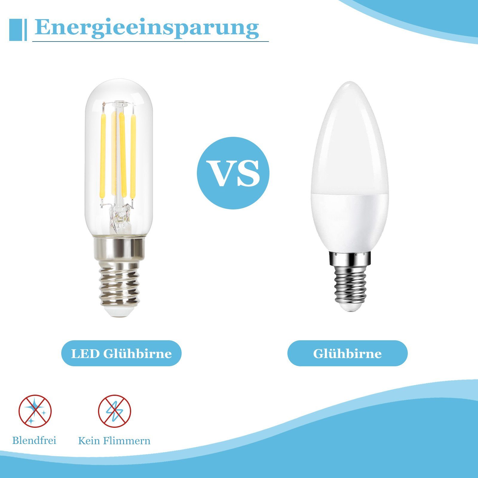 NETTLIFE 2 stk. E14 LED-pærer, kold hvid, Vintage T25, 4W, 6000K, energisparepære, Edison-stil, til emhætte i glas