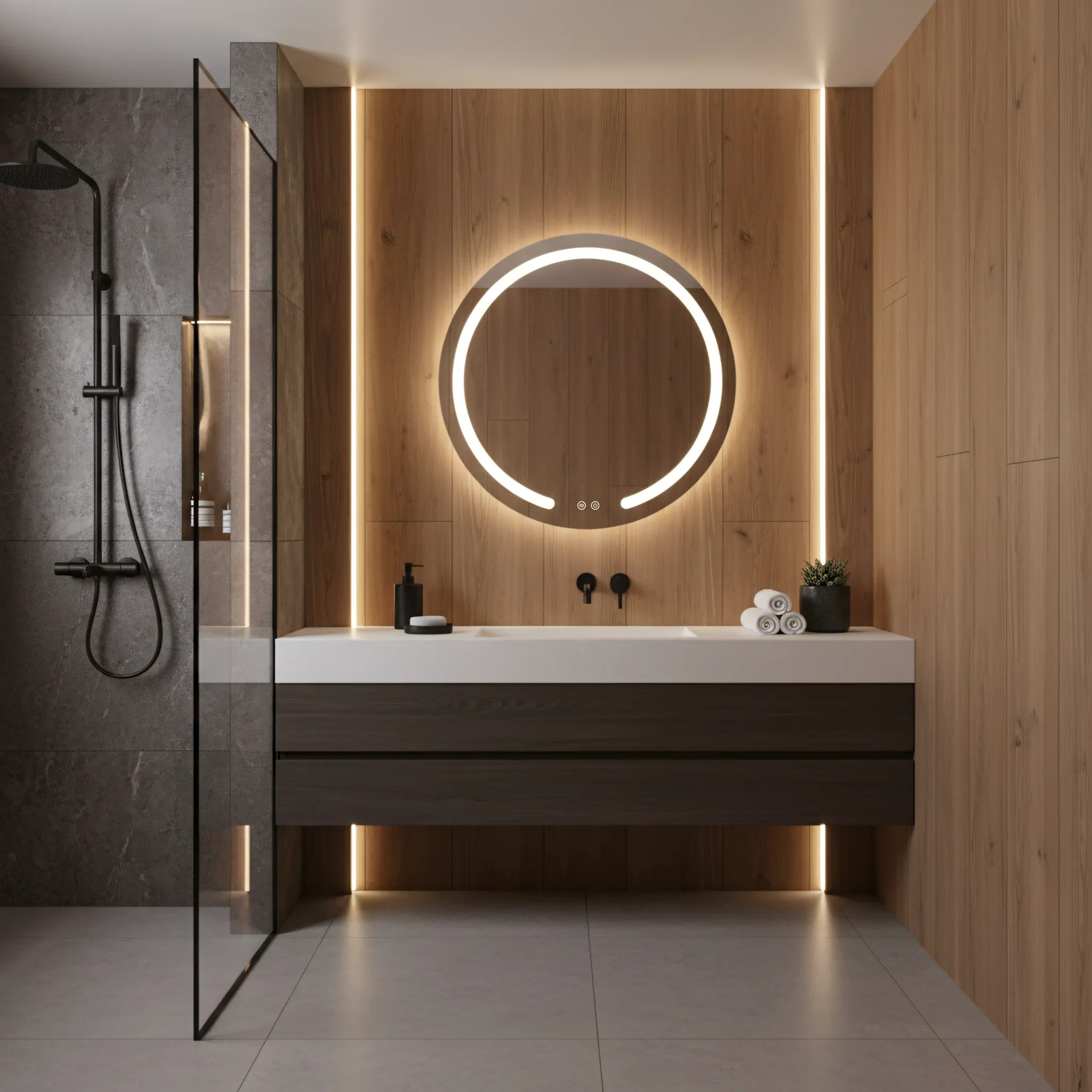 REA spejl MODERN 70 LED Gennemsigtig 2,5x70x70cm