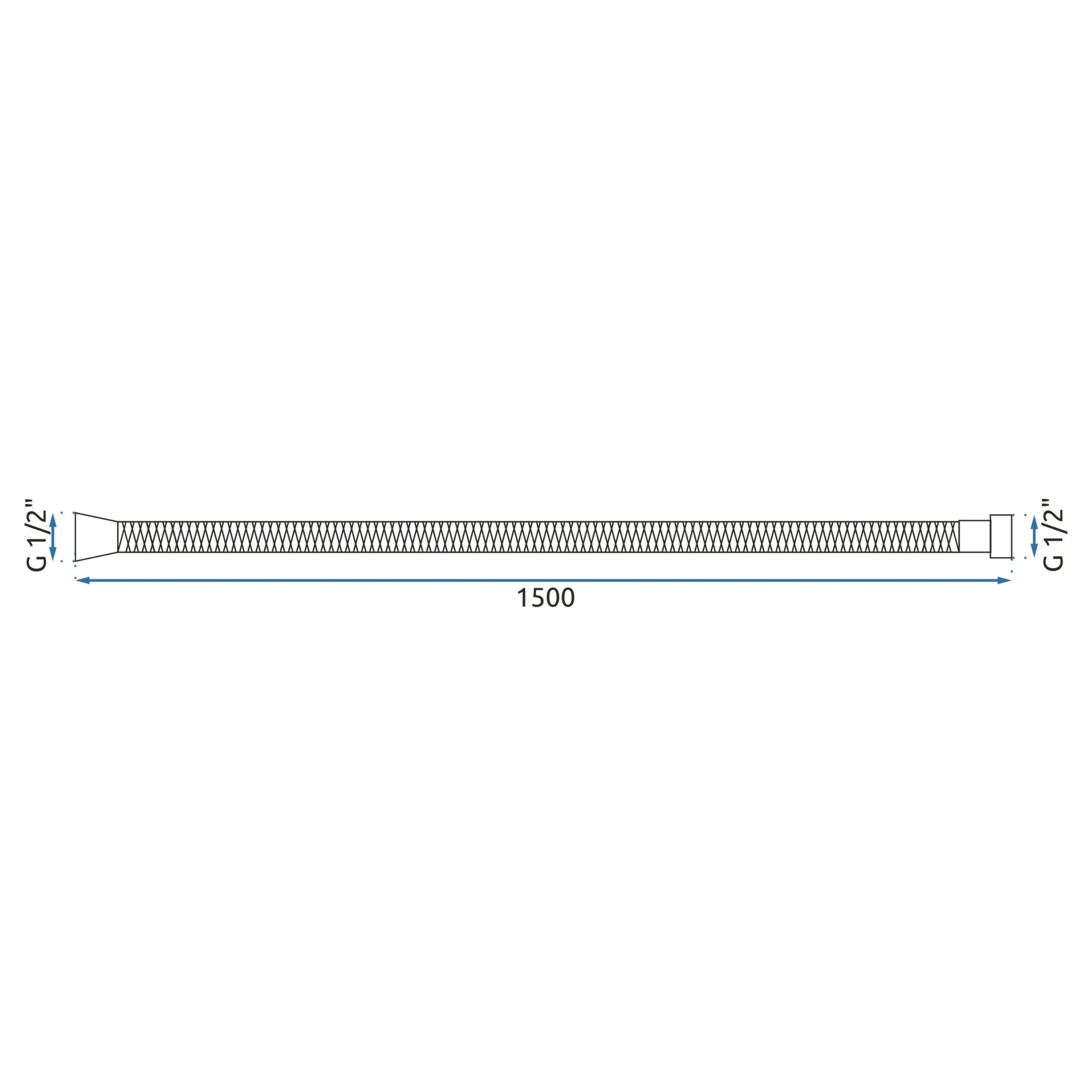 REA bruseslange JS-016N 150 Børstet nikkel, 150x1,27x1,27cm