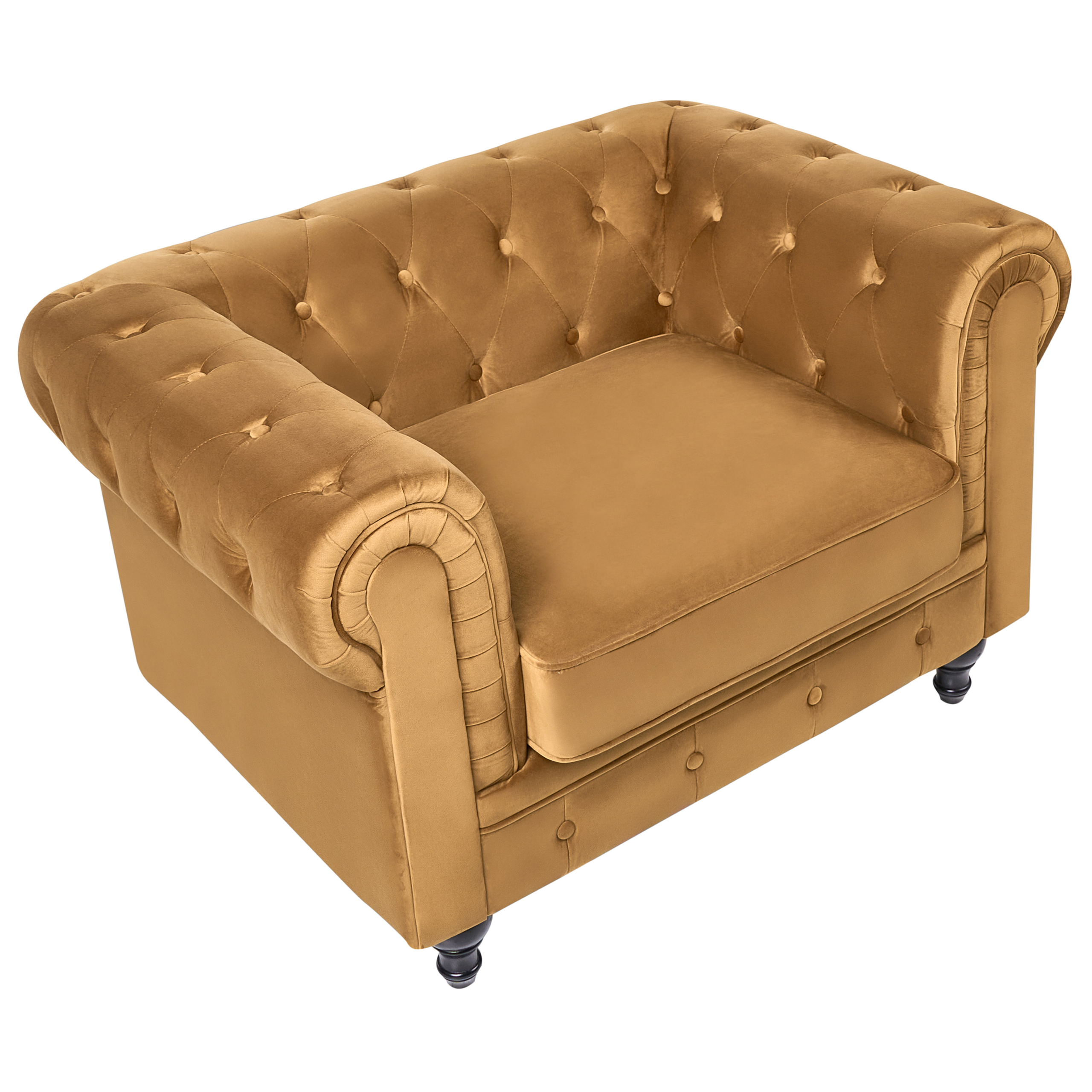 Lænestol CHESTERFIELD Velour Guld