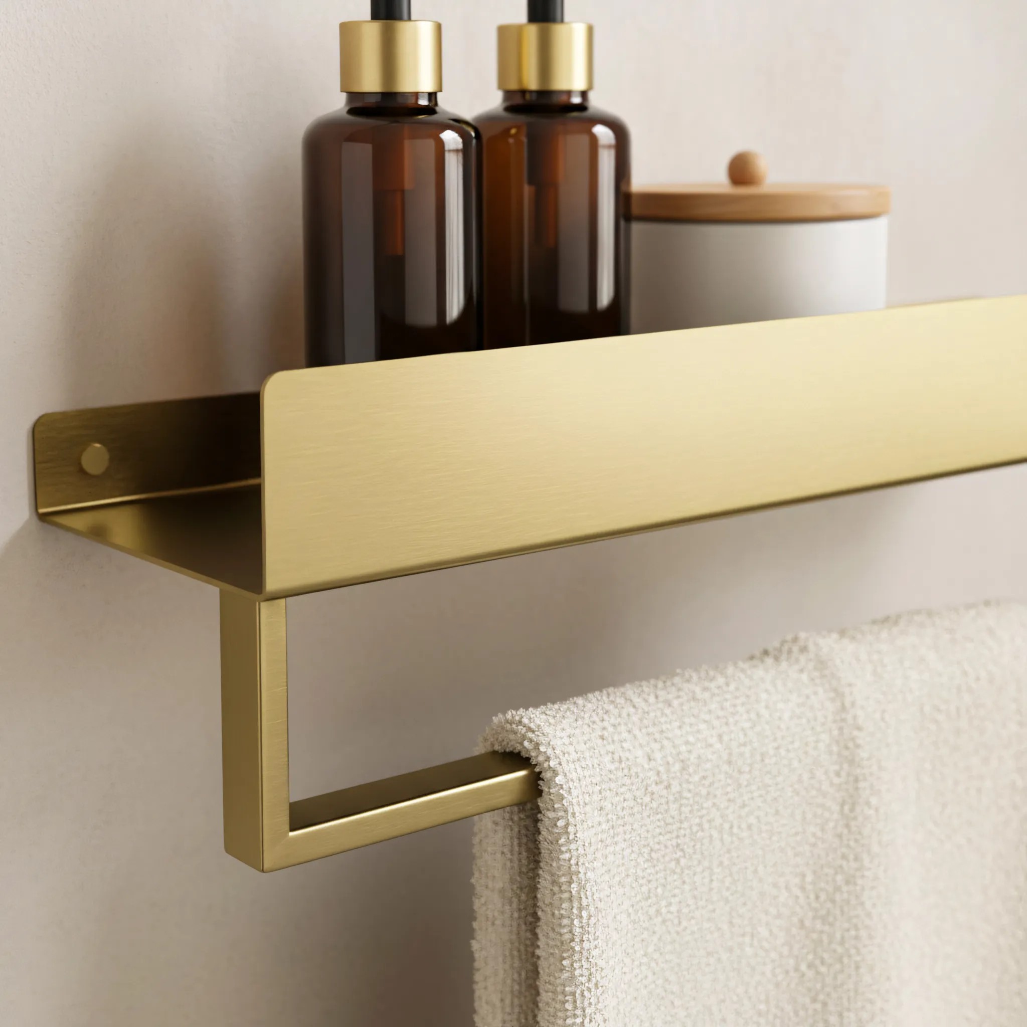 REA badeværelseshylde til badekar SF01-600-BG 60cm Børstet guld, 60x9x11cm