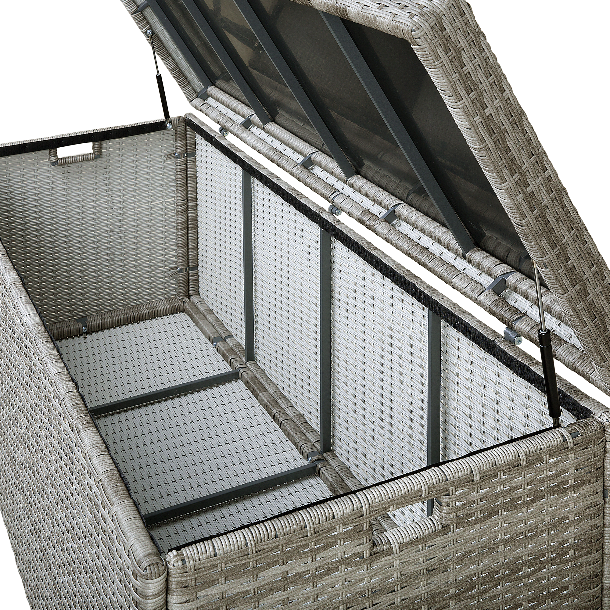 Opbevaringsboks MODENA 158 cm 63 cm PE-rattan Grå