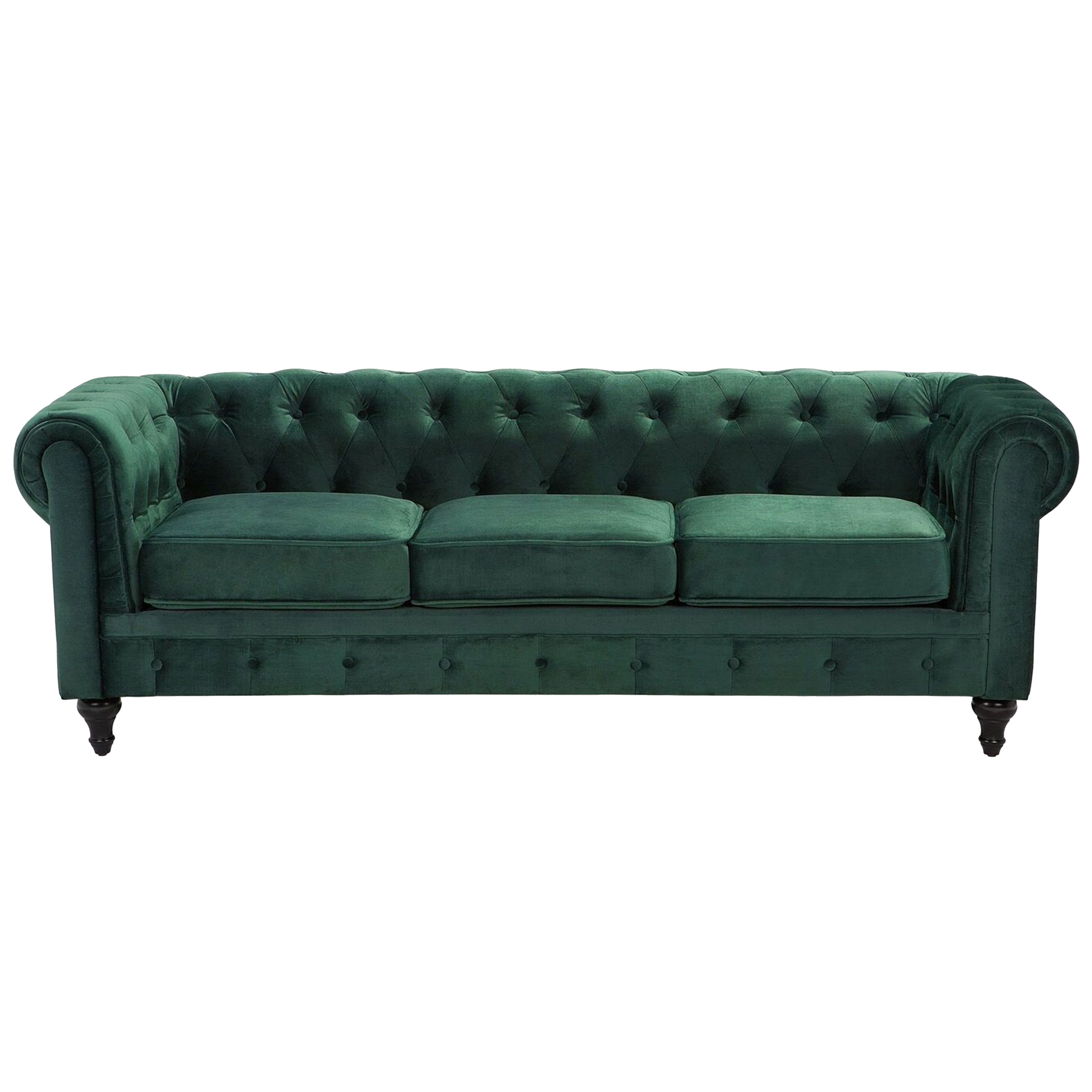 Sofa 3 personers CHESTERFIELD Velour Grøn