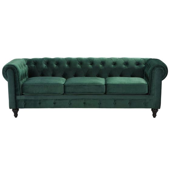 Sofa 3 personers CHESTERFIELD Velour Grøn