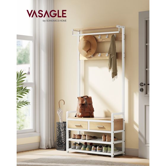 Vasagle garderobestativ, 2 skuffer, 30 × 80.5 × 181.5 cm, HSR429