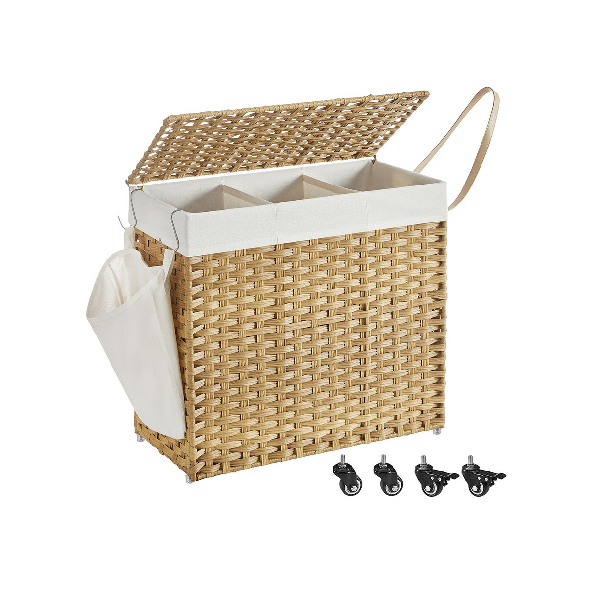 SONGMICS vasketøjssorterer, 3 rum, 140 L, 66 × 33 × 60 cm, LCB363