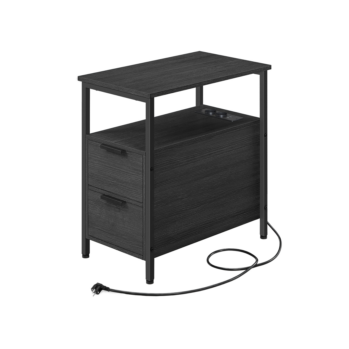 VASAGLE sidebord, 2 skuffer, med stikdåse, LET325