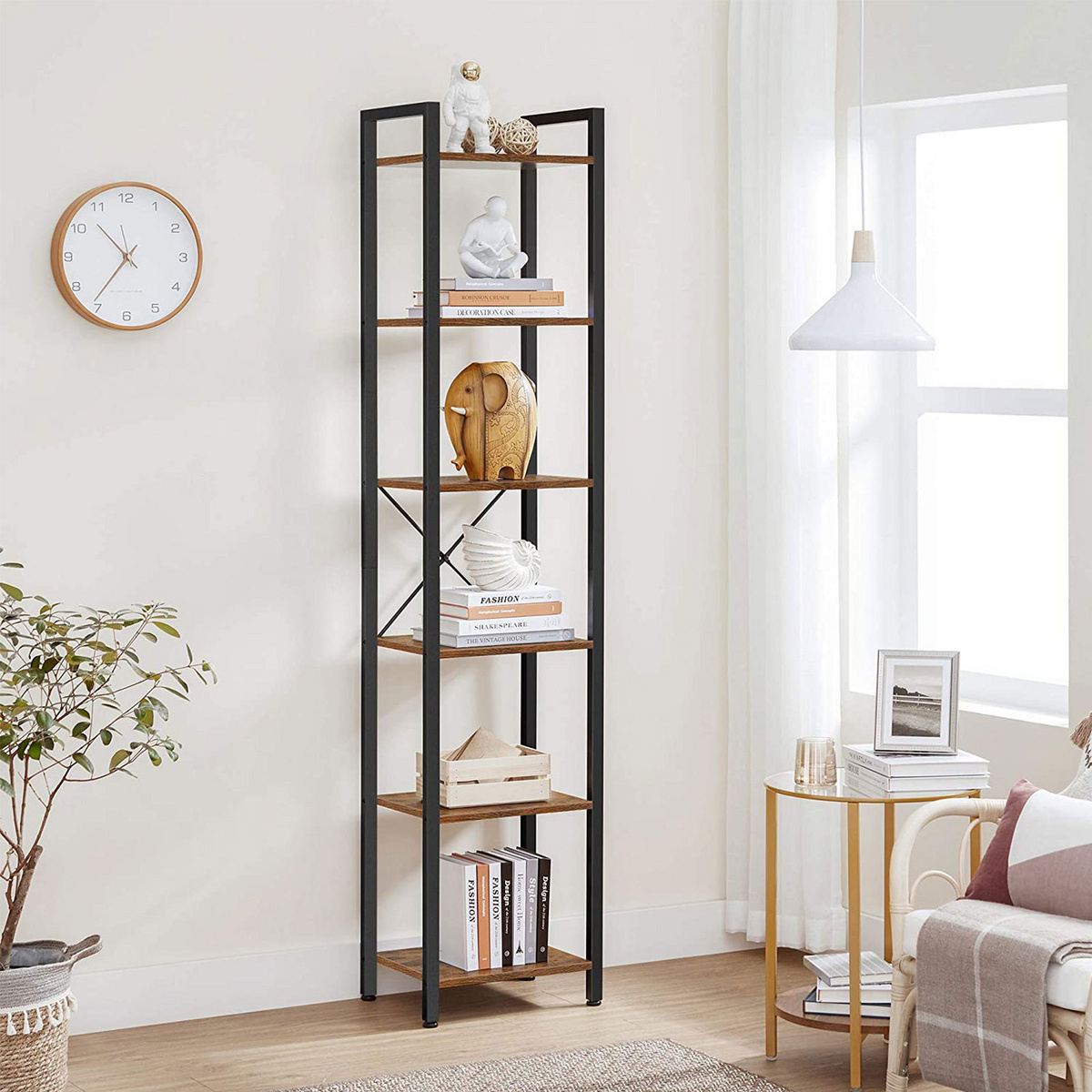 VASAGLE bogreol, 6 niveauer, 40 × 30 × 187.5 cm, LLS101
