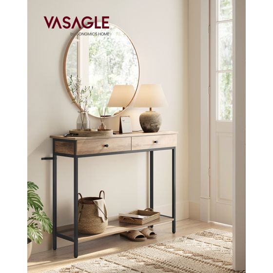 Vasagle konsolbord, 2 skuffer, LNT015