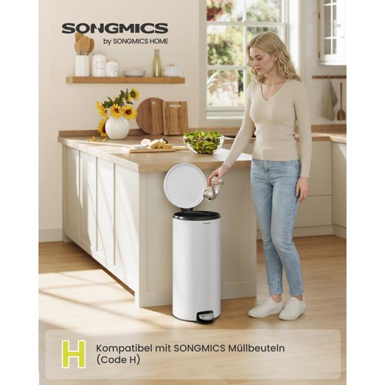 Songmics pedalspand, soft-close-låg, 30 L, LTB031