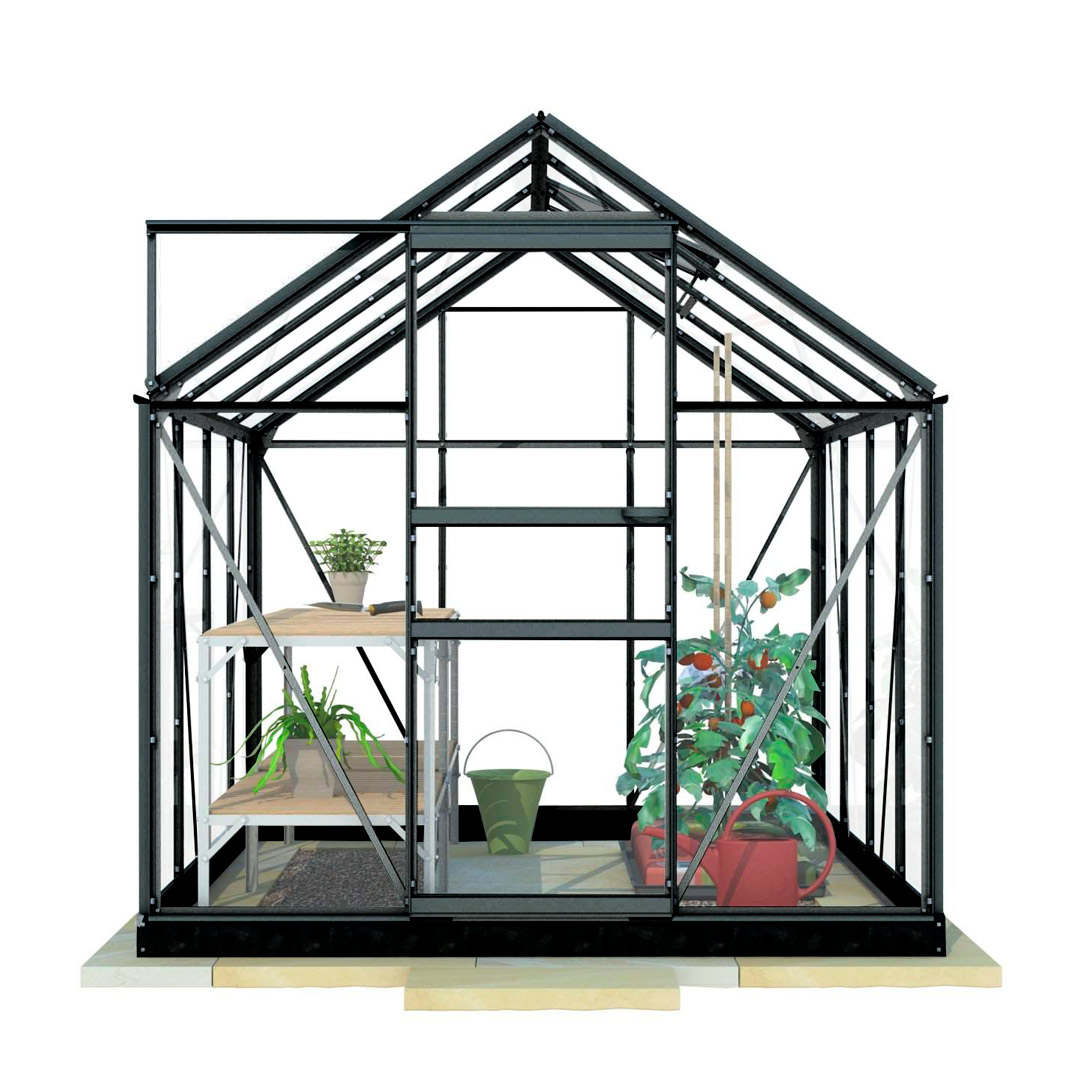 Lykke Kasvihuone Glass 5m2 black | Kasvihuoneet