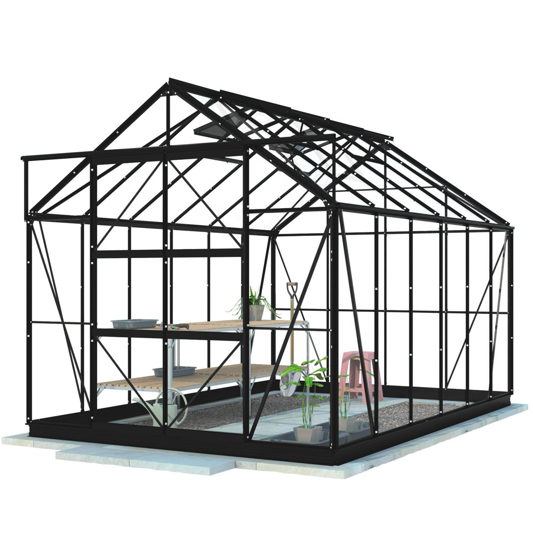 Lykke Drivhus Hybrid 9,7m2, sort