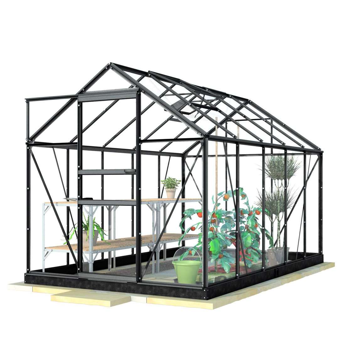 Lykke Drivhus PC 6,2m2, sort