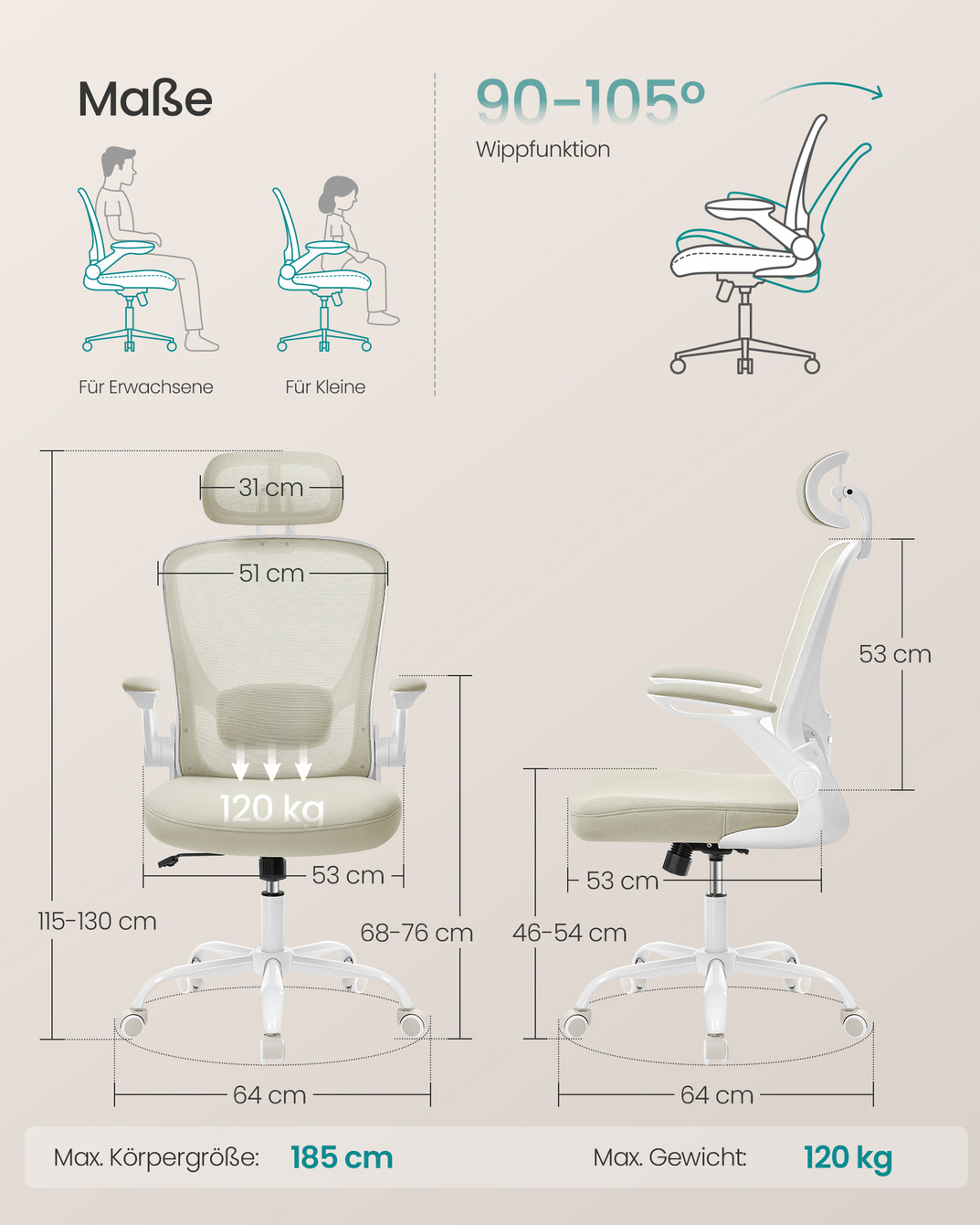 Songmics ergonomisk kontorstol, OBN047