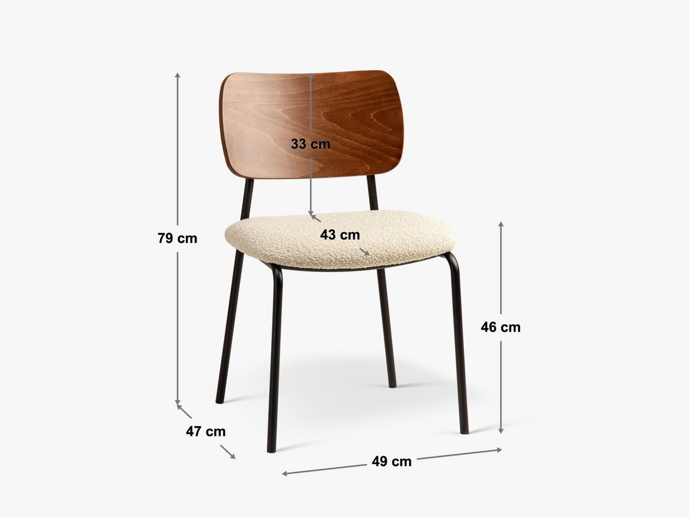 Cosmopolitan Design bouclé-stole, 2 stk., "Dina", 1-personers, 49 × 47 × 79 cm, Baloo, sorte metalben
