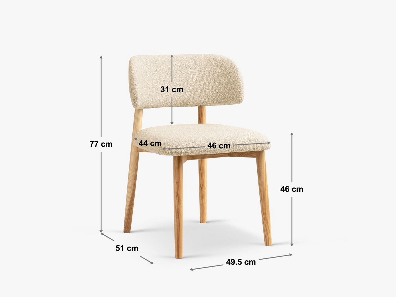 Cosmopolitan Design bouclé-stole, 2 stk., "Evan", 1-personers, 49,5 × 51 × 77 cm, Baloo, valnøddeben