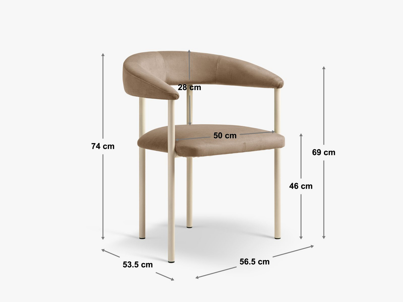 Cosmopolitan Design bouclé-stole, 2 stk., "Lea", 1-personers, 56,5 × 53,5 × 74 cm, Baloo, cremefarvede ben