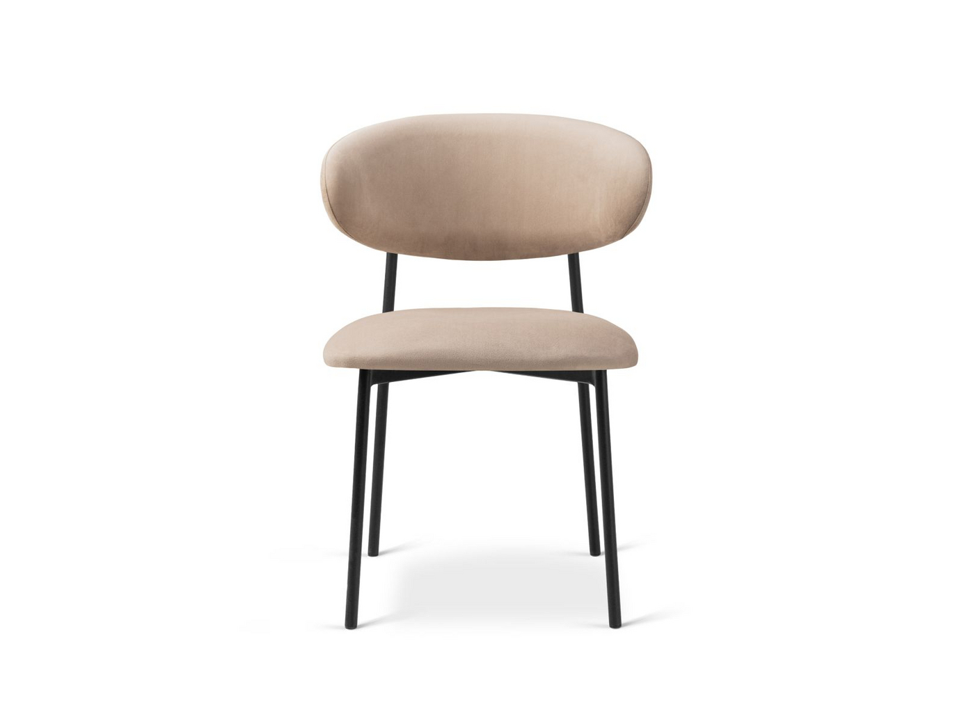 Cosmopolitan Design velourstole, 2 stk., "Nina", 1-personers, 55 × 52 × 78 cm, Magic Velvet, sorte metalben