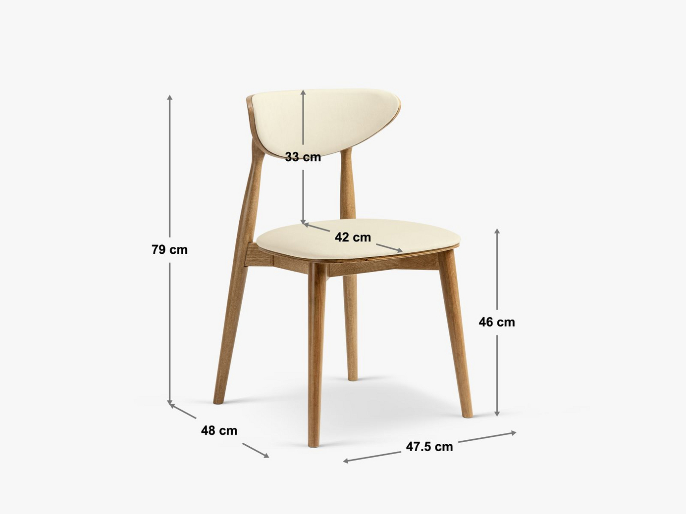 Cosmopolitan Design stole, 2 stk., "Rina", 1-personers, 47,5 × 48 × 79 cm, Rebel, ben i amerikansk valnød