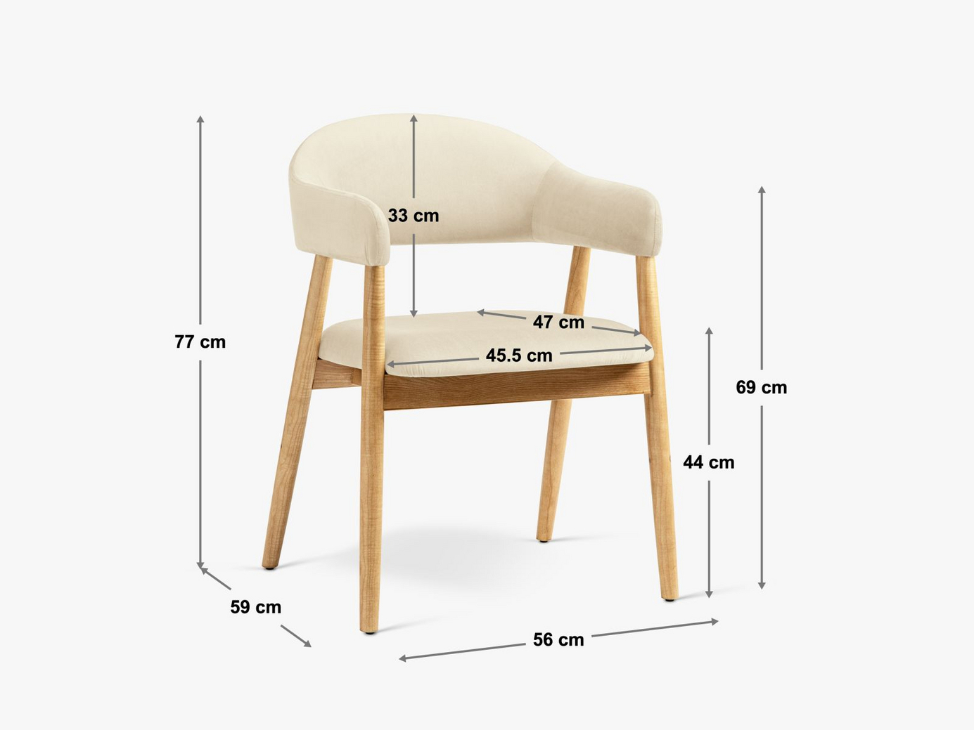 Cosmopolitan Design stole, 2 stk., "Adra", 1-personers, 56 × 59 × 77 cm, Rebel, valnøddeben