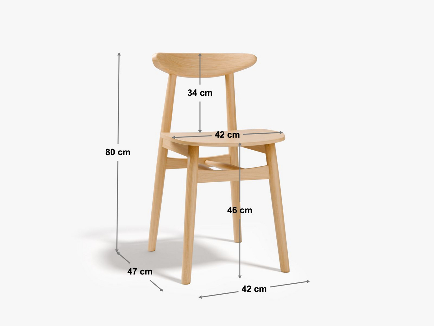 Cosmopolitan Design stole, 2 stk., "Elie", 1-personers, 47 × 42 × 80 cm, bøgeben