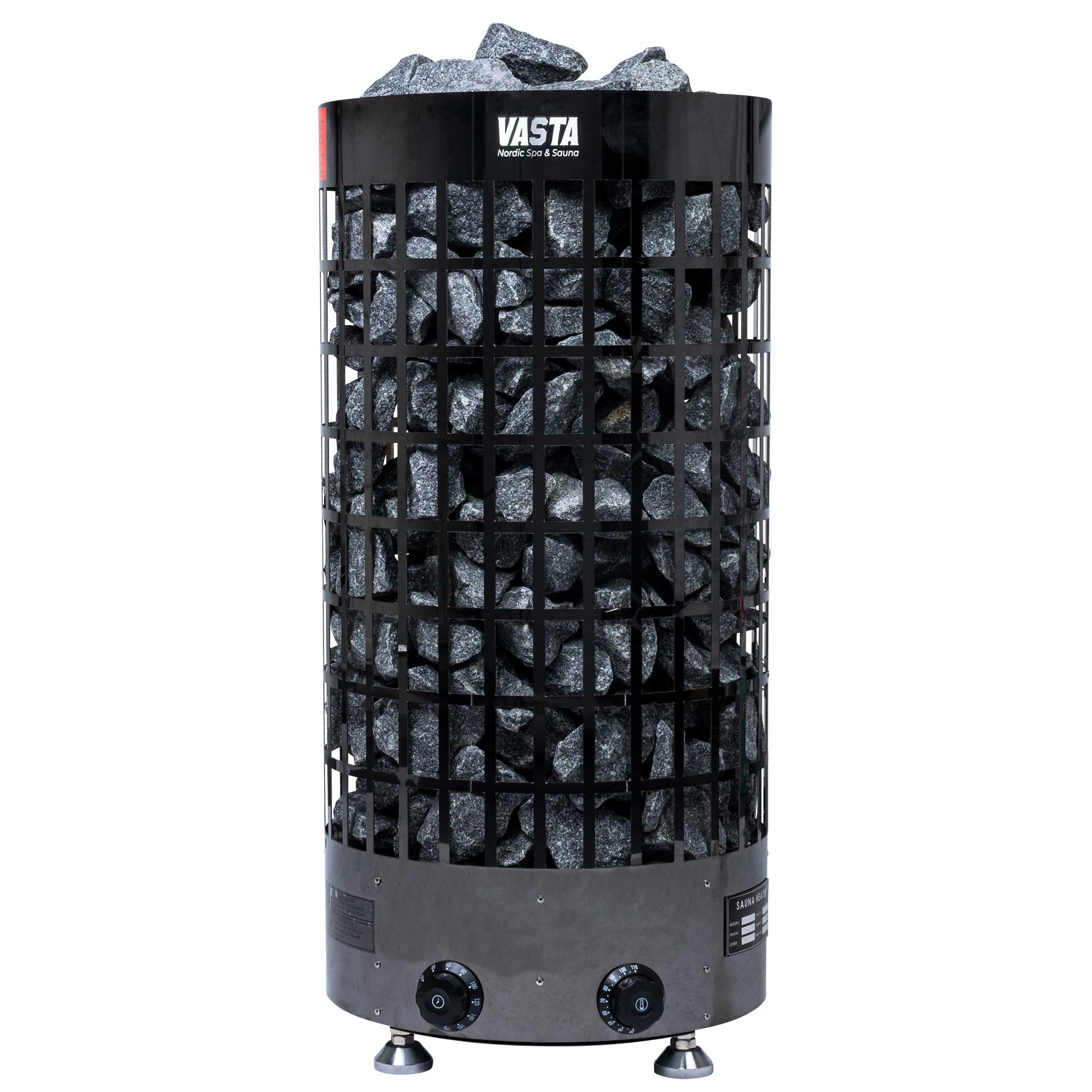 Vasta Elektrisk saunaovn Ignite 6kw, fast styring, 5-8m3, sort stål