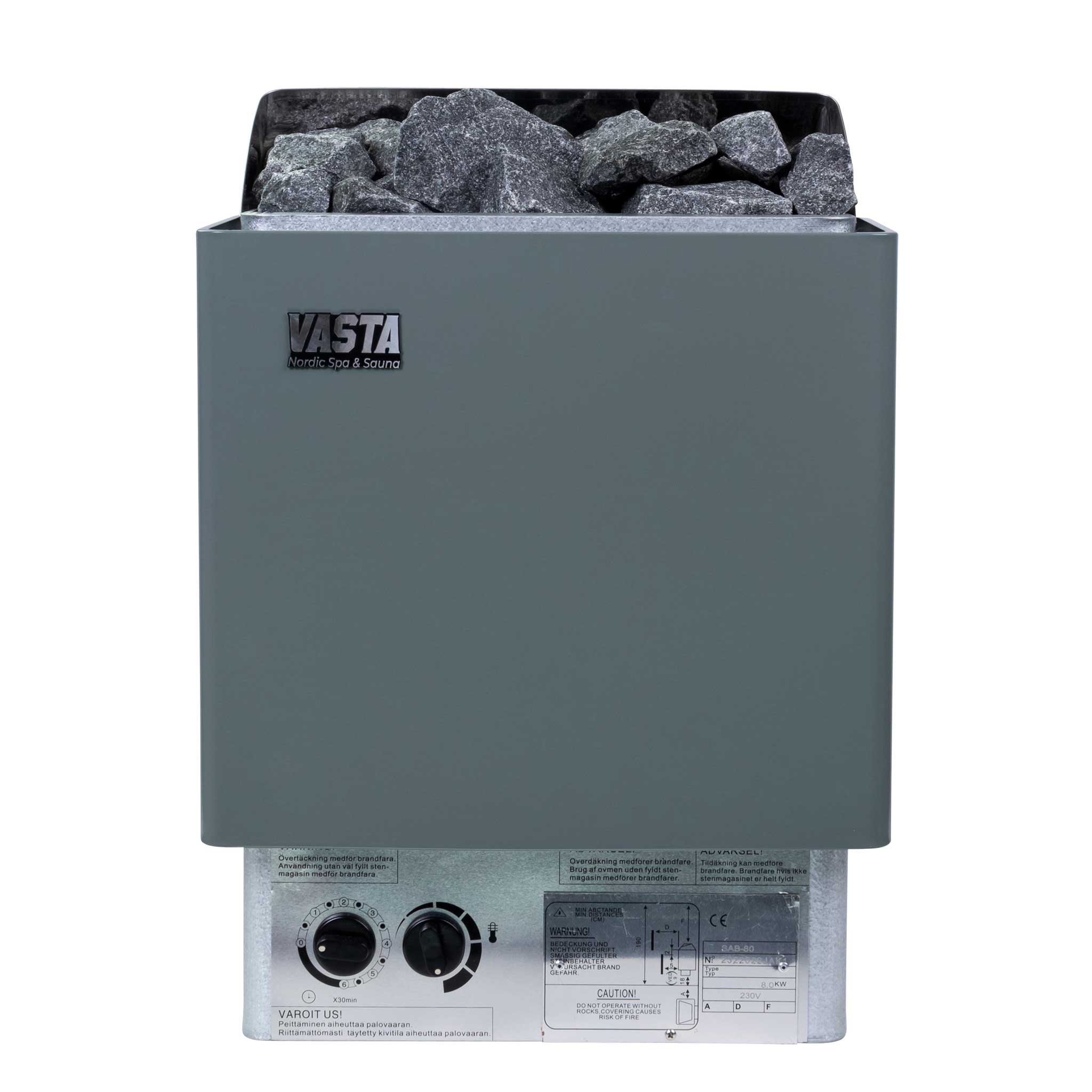 Vasta Elektrisk saunaovn Spark 8kw, fast styring, 7-12m3